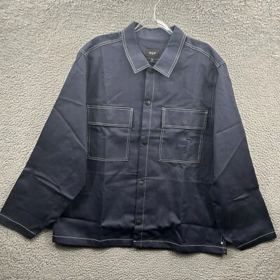 Huf Jacket Mens XL Shacket Blue Cotton Twill Coat Mason Silva Skateboard Skate - Image 1 of 4