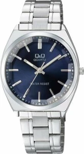 Nuovo"" Orologio Citizen Q&Q QB78-212 Navy x Argento Impermeabile Uomo Giappone - Foto 1 di 4