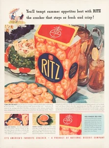 Print Ad Ritz Cracker 1940 Nabisco Full Page Large Magazine 10.5"x13.5" - Picture 1 of 1