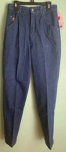 NOS Zena pinstripe pleated high waist baggy jeans junior size 9 vintage 80s USA - Picture 1 of 6