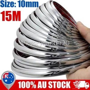 10MM X 15M Self Adhesive Chrome Trim Silver Car Detail Auto Body Bumper Mould OZ - Picture 1 of 11