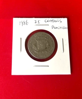 1986 Dominican Republic￼ 25 Centavos Coin - Nice World Coin !!! - Image 1 of 2