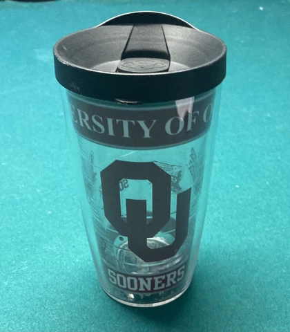 Oklahoma Sooners 16 oz Tumbler with Lid by Tervis. Keeps Drinks Hot & Cold. New! Cover