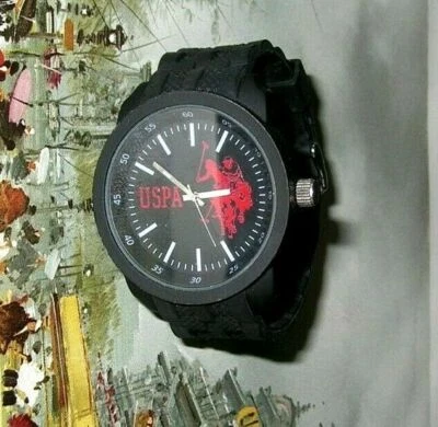 MINT US POLO ASSN USPA USP9038 SPORT WRIST WATCH FOR MAN BLACK RED no battery - Image 1 of 4