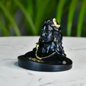 Sowpeace Adiyogi Mini Figurine, 8cm Black Resin Table Decor, Set of 1 - Picture 1 of 7