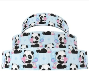 1.5 INCH Panda bear lolliop GROSGRAIN RIBBON Hair Bow Supplies 1225272 - Picture 1 of 1