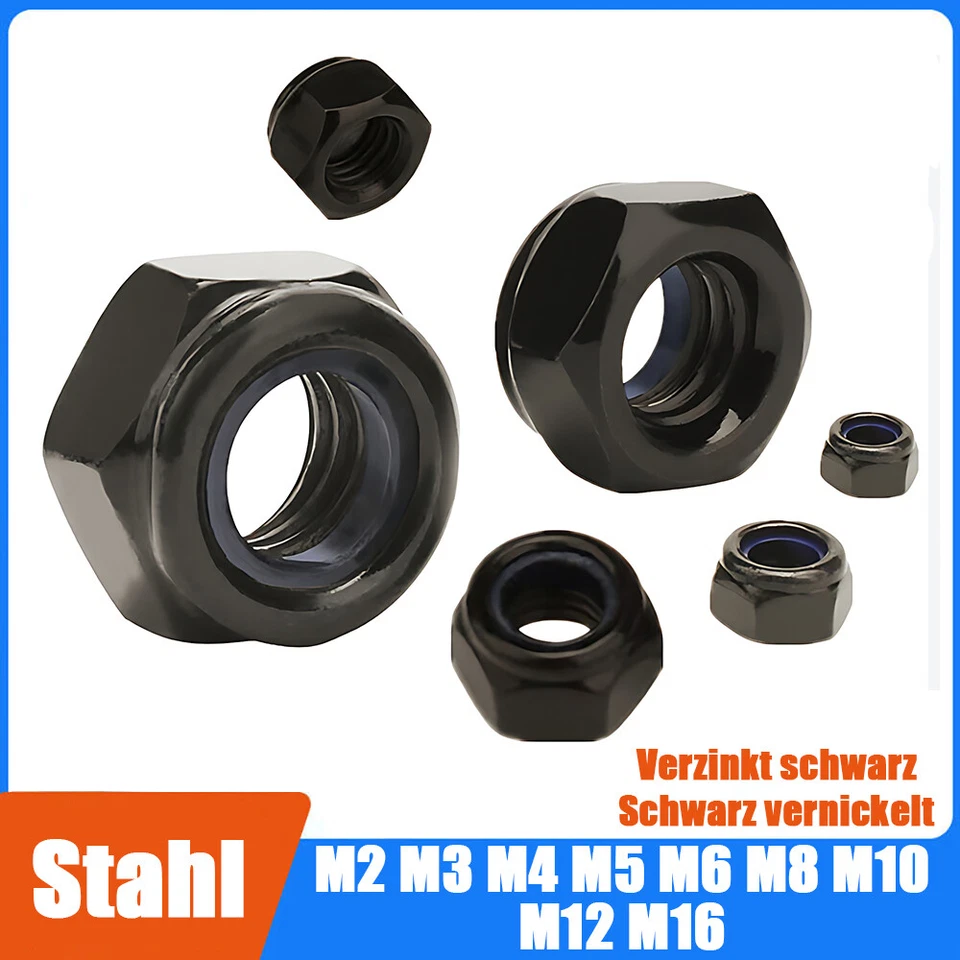 Stopmuttern M2 - M16 Sicherungsmutter Selbstsichernde Muttern DIN 985 Verzinkt - Bild 1 von 4