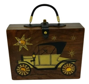 Vintage Rare Enid Collins Wood Box Purse Roadrunner IV Car Signed 1966 - Picture 1 of 12