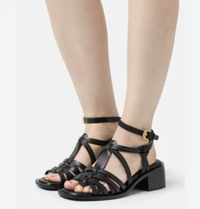 SEE BY CHLOE Sierra Leather Caged Strappy Heeled Sandals Black Women’s EU 38.5 - Picture 1 of 14