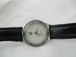 Clique Watch, Silvertone Case, White Dial, Black Patent Buckle Band, WORKING! - Picture 1 of 12