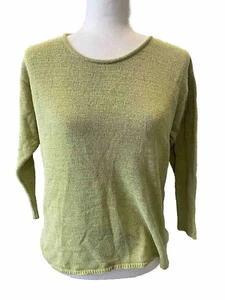 Vintage Chicos Sweater Silk Blend Pea Green Knit Pullover Long Sleeve 0 Small - Picture 1 of 4