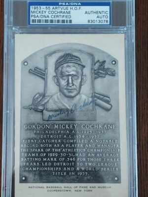 Gordon "Mickey" Cochrane Signed Artvue H.O.F. Card PSA/DNA Slabbed - Image 1 of 2