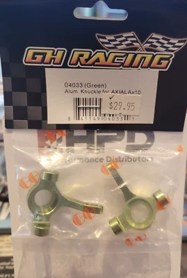 GH Racing 04034G Green Aluminum Knuckle for AX10 SCX10 Replaces Axial AX80004 - Image 1 of 4