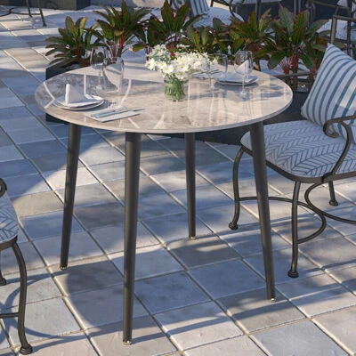 32In Round Dining Table Marble Sintered Stone Top Kitchen Bar Patio Coffee Table - Image 1 of 4