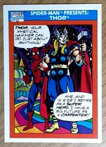 1990 Marvel Universe Card 154 SPIDER-MAN PRESENTS THOR. Free New Top Loader. - Picture 1 of 3
