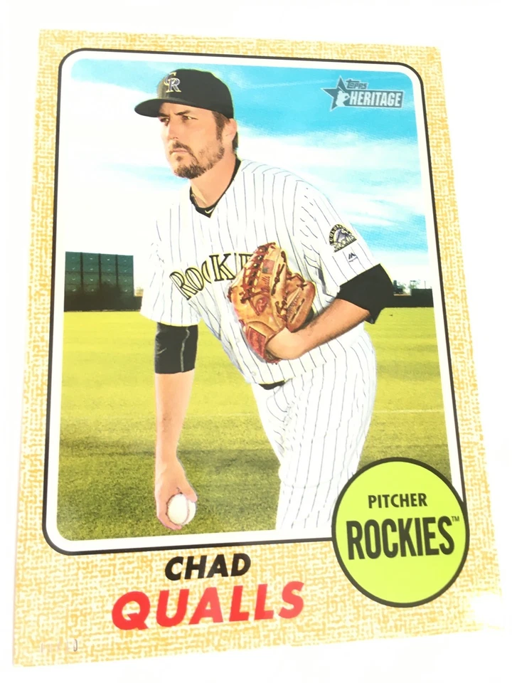 2017 Topps Heritage Jumbo 5x7 Chad Qualls Rockies 124 #’d 02/10 Gold - Image 1 of 1
