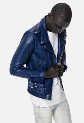 Chaqueta de cuero para motociclista John Elliott Summer Riders talla 2 azul medio Foto 1 de 4