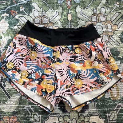 Pantalones Cortos North Face Para Mujer PEQUEÑOS Rosa Amarillo Estampado Floral Arco Correr Senderismo Foto 1 de 4