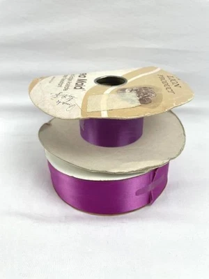 Vintage Ribbon Lot of 2 Purple Fuchsia Satin Spools Sea Maid Wild Berry - Image 1 of 4