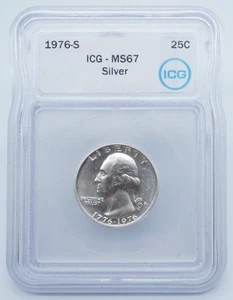 1976-S Washington Bicentennial Silver 25c Quarter ICG MS67 - U1408 - Picture 1 of 4