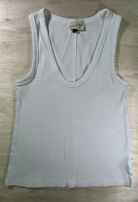 Camiseta sin mangas Universal Thread para mujer grande blanca acanalada cuello redondo Foto 1 de 4