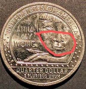 2022 D- Anna May Wong ERROR Quarter - Brockage Error On Reverse "Doubled Eyes" - Picture 1 of 3