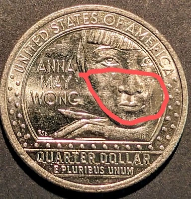 2022 D- Anna May Wong ERROR Quarter - Brockage Error On Reverse "Doubled Eyes" - Image 1 of 3