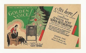 1930 ATWATER KENT SUPER-HETERODYNE New Radio Advertising Post Card Great Graphic - Picture 1 of 2