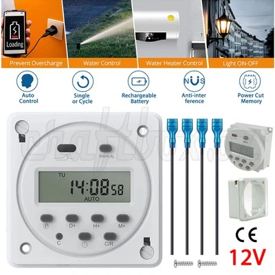 Timer Switch DC 12V/24V Digital LCD Programmable Control Time Relay Day/Week AU - image 1 of 4