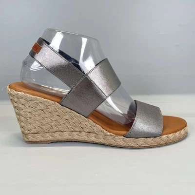 Sandalias de cuña alpargata André Assous para mujer talla 41 plateadas sin cordones cómodas Foto 1 de 4