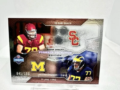 2008 UD Pigskin Pairings Draft silver Edition Sam Baker /Jake Long #218. 41/100 - Image 1 of 2