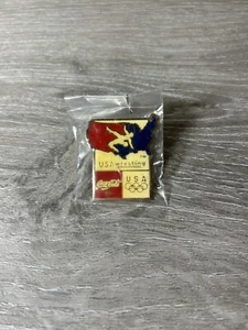 Olmpic Wrestling Pin Lapel Hat Button 1996 Atlanta Team USA Coca Cola New - Picture 1 of 2