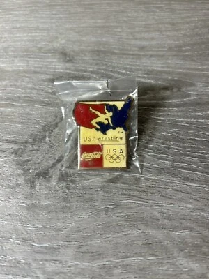 Prendedor de lucha olímpica sombrero solapa botón 1996 equipo de Atlanta EE. UU. Coca Cola nuevo Foto 1 de 2