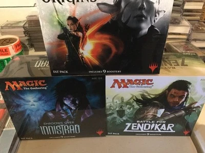 MTG FAT PACK LOT OF 3. FAT PACKS. ZENDIKAR,ORIGIN,INNISTRAD ALL FACT SEALD - Image 1 of 4