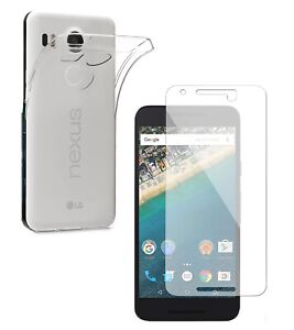 For LG GOOGLE NEXUS 5X CLEAR CASE + TEMPERED GLASS SCREEN PROTECTOR SHOCKPROOF