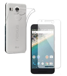 For LG GOOGLE NEXUS 5X CLEAR CASE + TEMPERED GLASS SCREEN PROTECTOR SHOCKPROOF - Picture 1 of 12