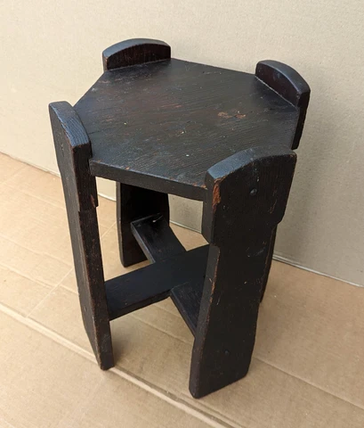 Antique Vintage Old Mission Oak Wood Wooden End Accent Side Table Stand Stool Cover