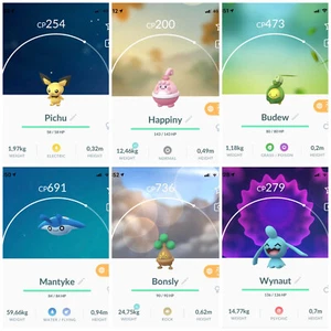 Pichu Wynaut Budew Bonsly Happiny Mantyke Pokemon Baby Go Not Shiny Pokémon - Picture 1 of 7