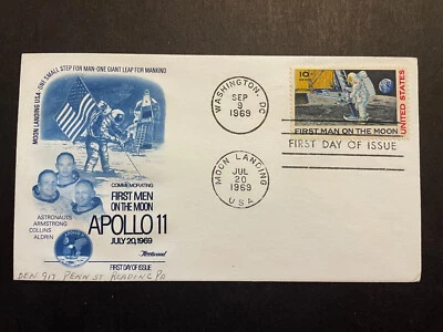 Apollo 11 First Men On the Moon, FDC 1969, Sc #C76, 10c, Crisp! - Image 1 of 2