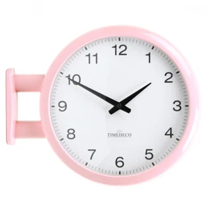 Modern Art Design Double Sided Wall Clock Station Silent Clock Decor White A5PK - Picture 1 of 9