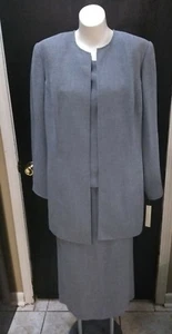 Amanda Smith Womens Suit Sz 18 Gray 3 Piece Skirt Jacket Top Blouse  Rt $185.00 - Picture 1 of 2