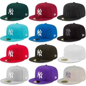 Cappelli da baseball uomo aderenti piatti New York berretti completamente chiusi NY multi taglia IN SCATOLA - Foto 1 di 30