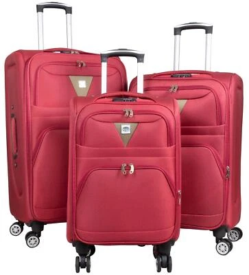 Nylon Trolley Rollkoffer Dehnfalte 360° aufrecht rollbar Menorca Rot M bis XL - Bild 1 von 4