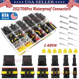 Kit de enchufes conectores impermeables con sello de cable eléctrico automotriz 708/352 piezas 1-6 pines - Imagen 1 de 30