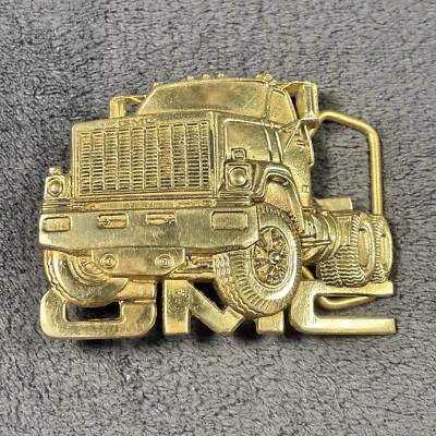 Vtg 1980 GMC Semi Truck Solid Brass 1.5" Belt Buckle Baron Buckles BBB Trucker - Image 1 of 4