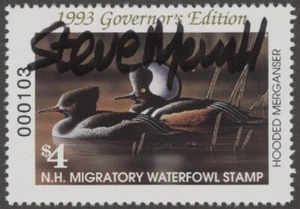 1993 New Hampshire Governor's Edition Duck Stamp Hand Signed by Steve Merrill - Picture 1 of 1