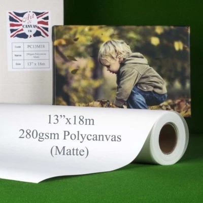 13" x 18m 280gsm Inkjet Poly Canvas Roll Matte, Water Resistant, Brilliant White - Image 1 of 4