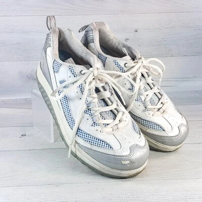 Skechers Para Mujer Formadores Talla 8 Blanco Azul Claro Tenis Tonificación Zapatos para Caminar Foto 1 de 4