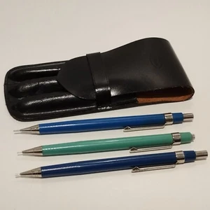 🟢Vtg mechanical pencil STAEDTLER MICRO 77503/05/07 Case genuine leather Germany - Picture 1 of 8