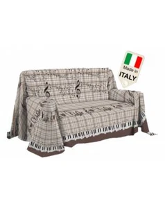 Copridivano telo arredo con note musicali gran foular Made in Italy - Foto 1 di 5